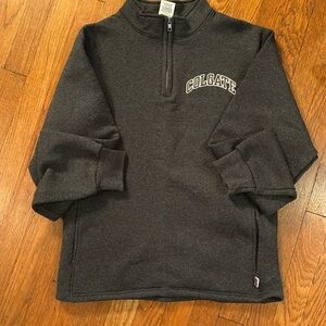Colgate University Russell Athletic quarter zip sweatshirt. Gray size small